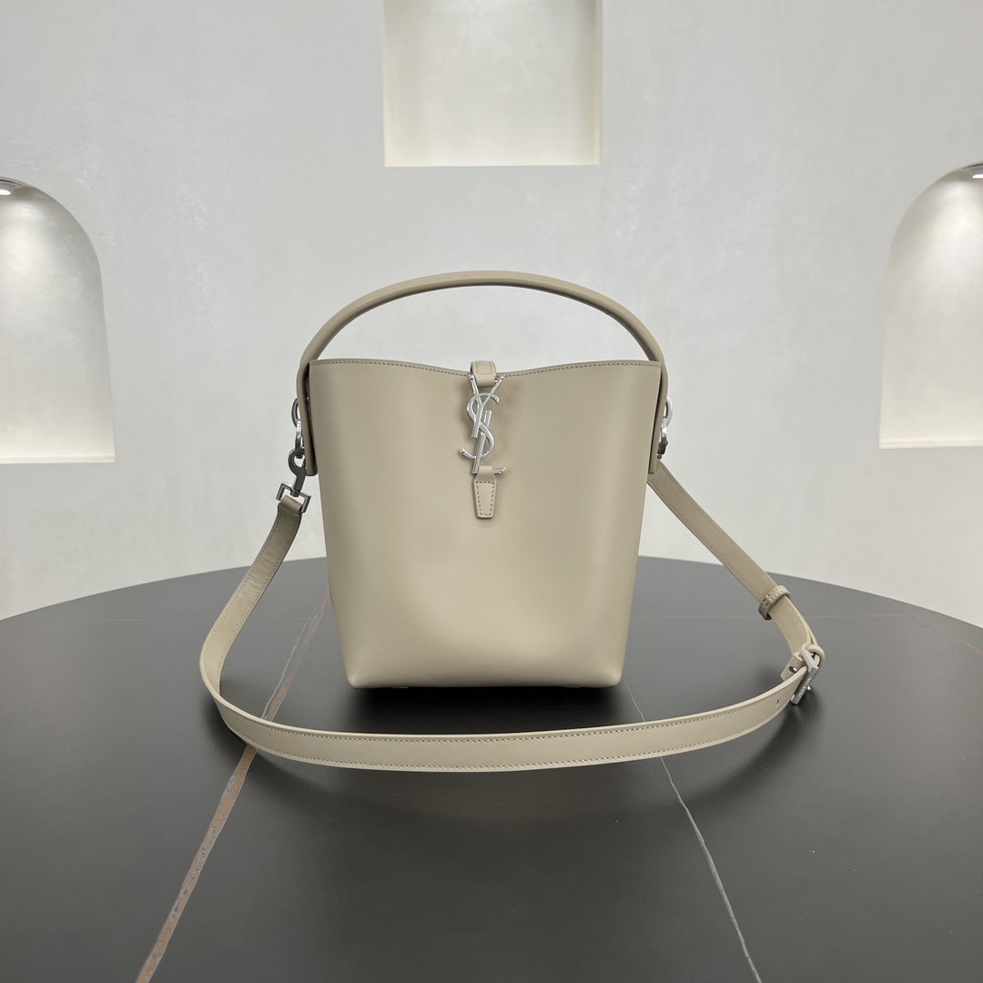 Saint Laurent LE 37 Small Smooth Calfskin Shoulder Bag Handbag Sea Salt White 749036